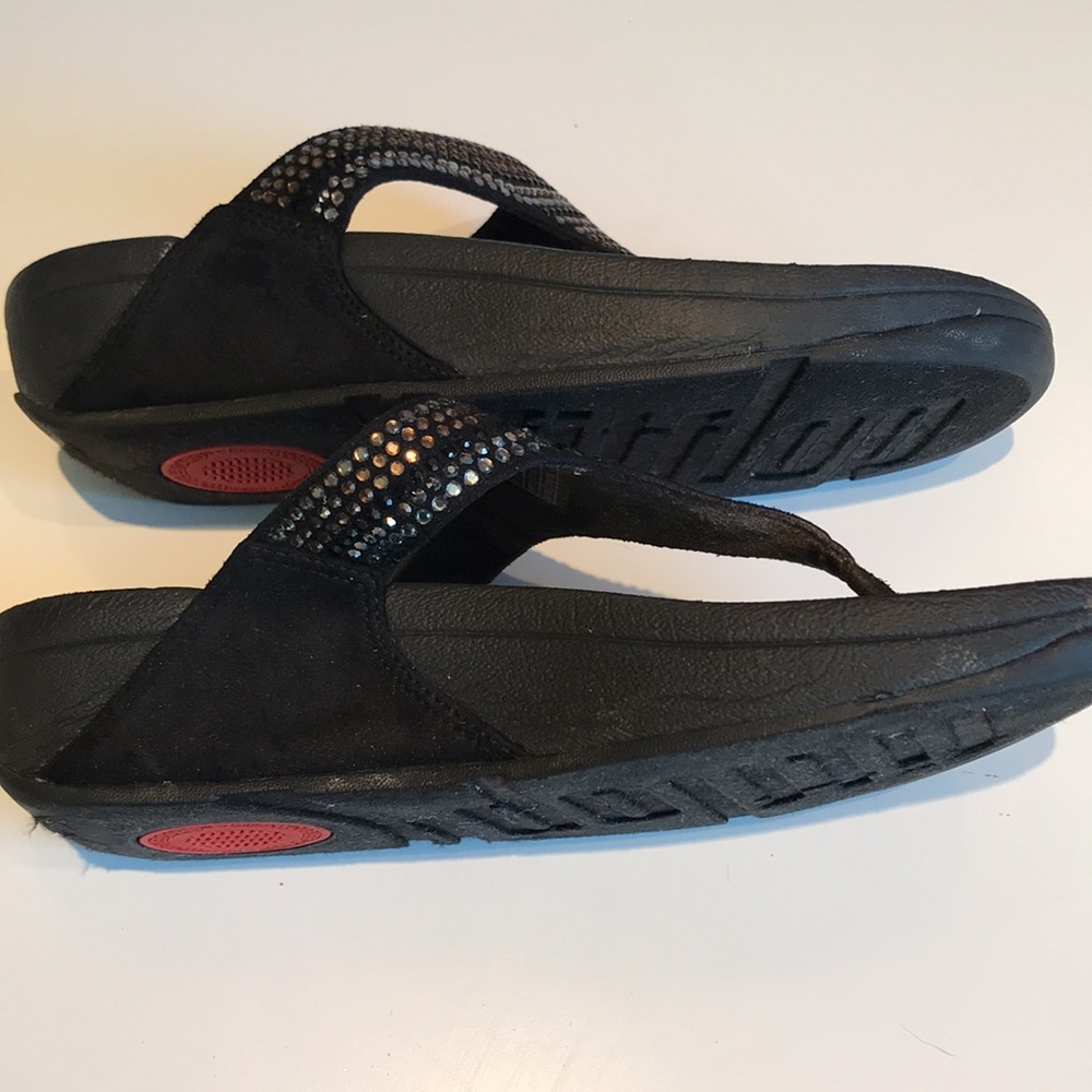Fitflop black studded thong sandals size US 5 - Picture 5 of 9